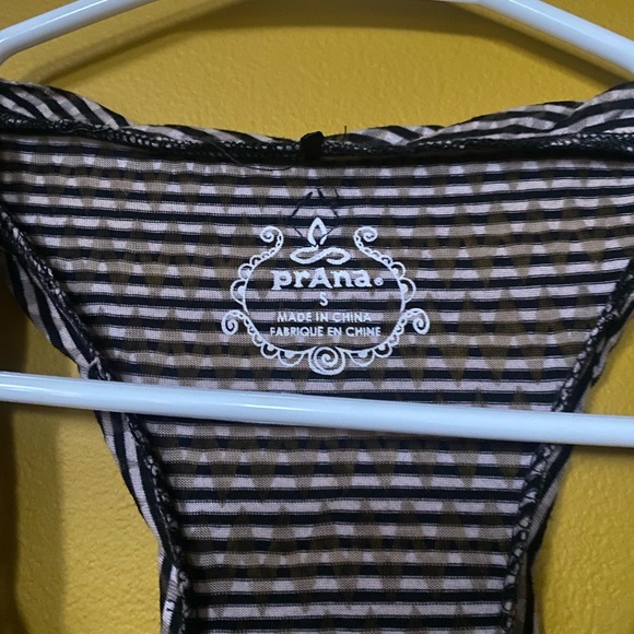 Prana black and white striped racerback tank sheer - Picture 2 of 4